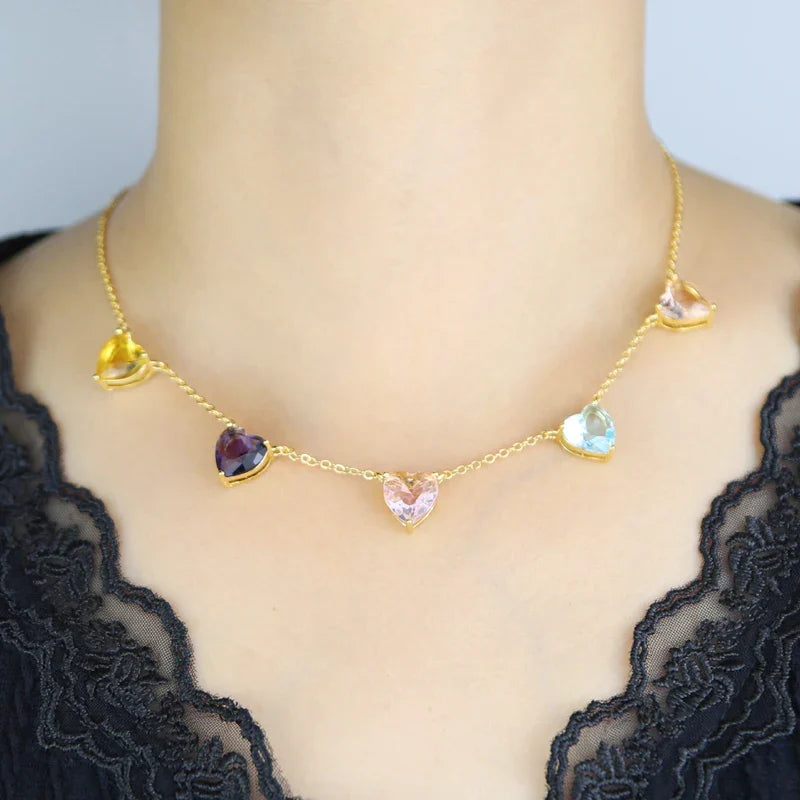 5 Hearts Choker Necklace