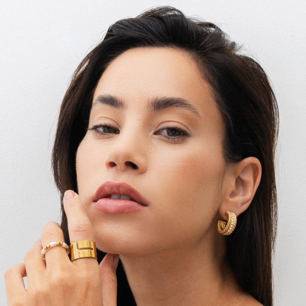 Date Hoop Earrings – 18k Gold Finish