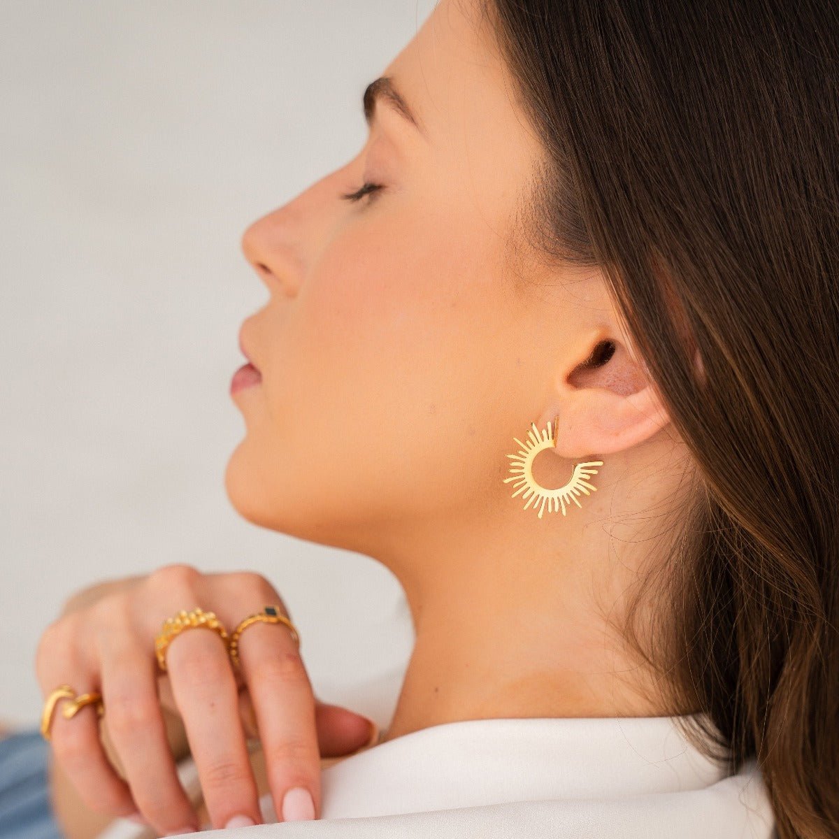 Spike Hoop Earrings – 18k Gold Finish
