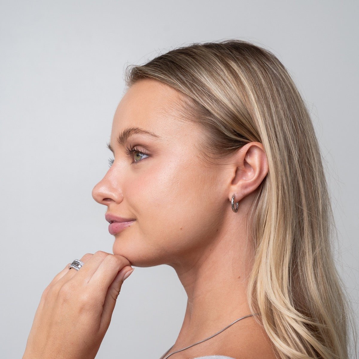 Shiny Hoop Earrings – Silver Finish