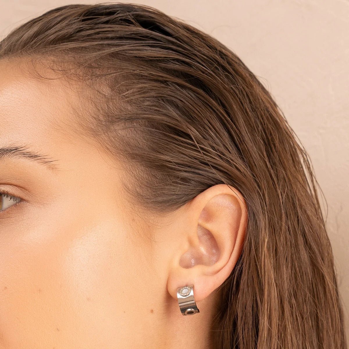 Rotating Roman Numeral Earrings – Silver Finish