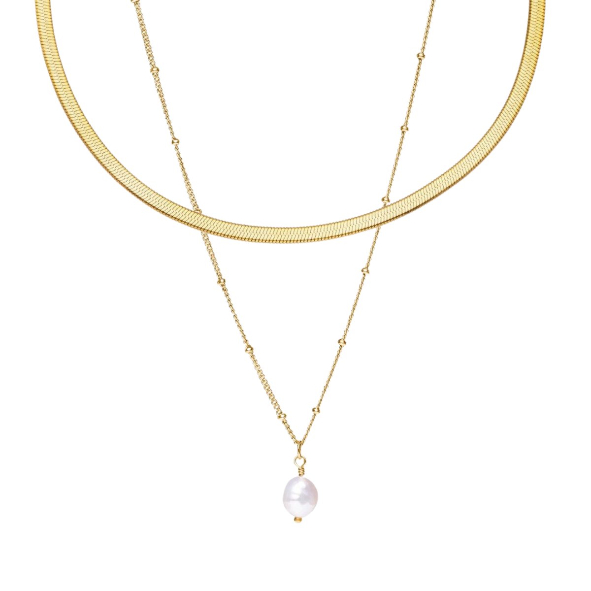 Mix Shine Double Necklace – 18k Gold Finish