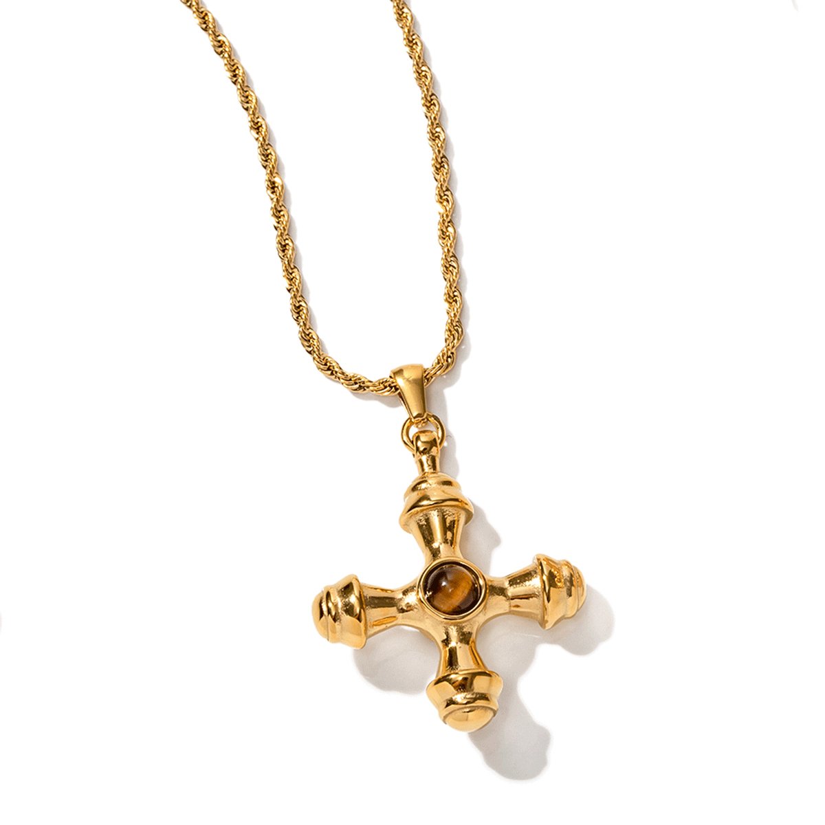 Tiger Eye Necklace – 18k Gold Finish