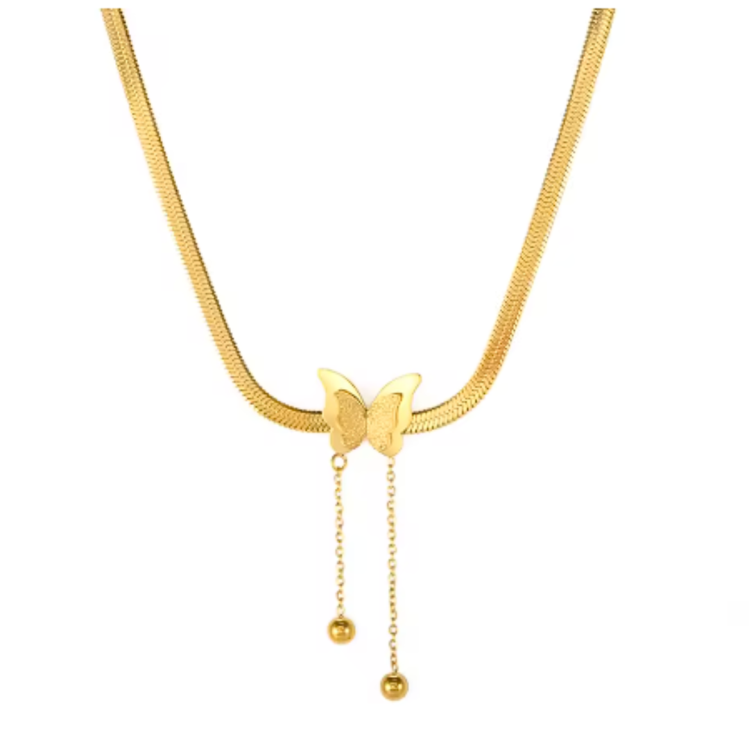 Butterfly Mesh Necklace – 18k Gold Finish