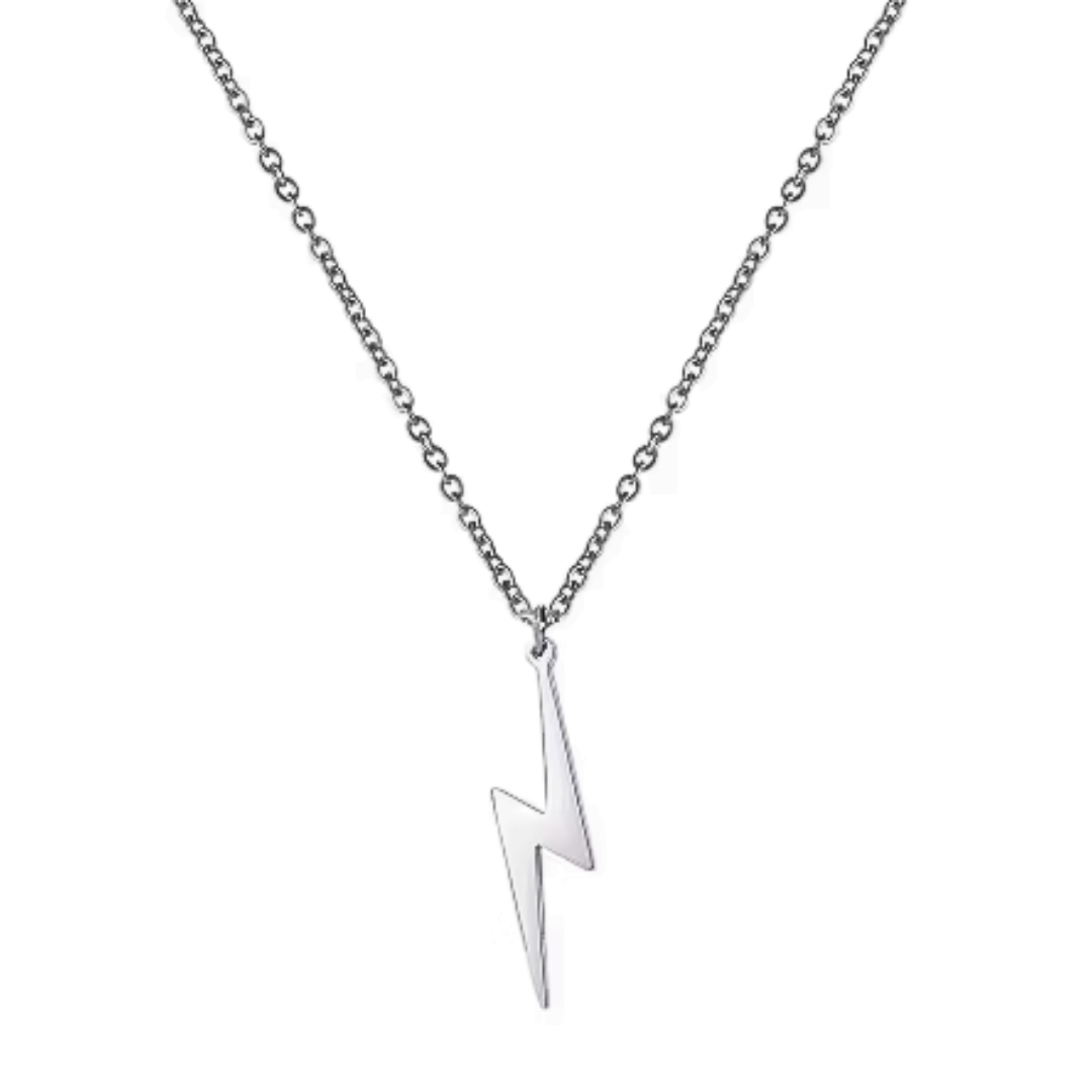 Energy Lightning Pendant Necklace – Silver Finish