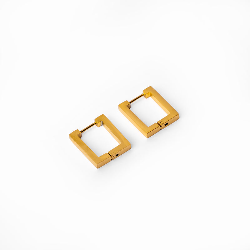 Hillary Square Hoop Earrings in 18k Gold Finish