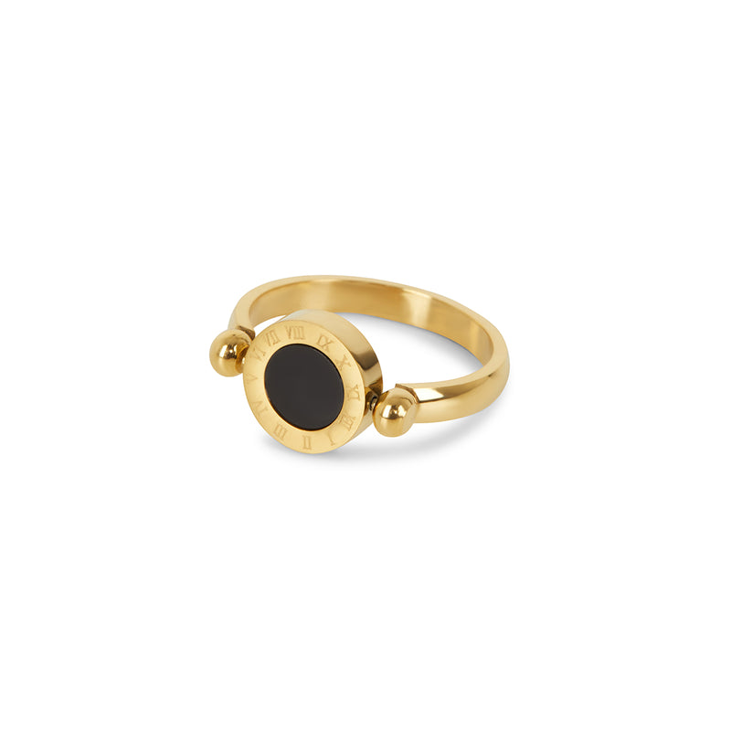 Roman Numeral Ring in 18k Gold Finish