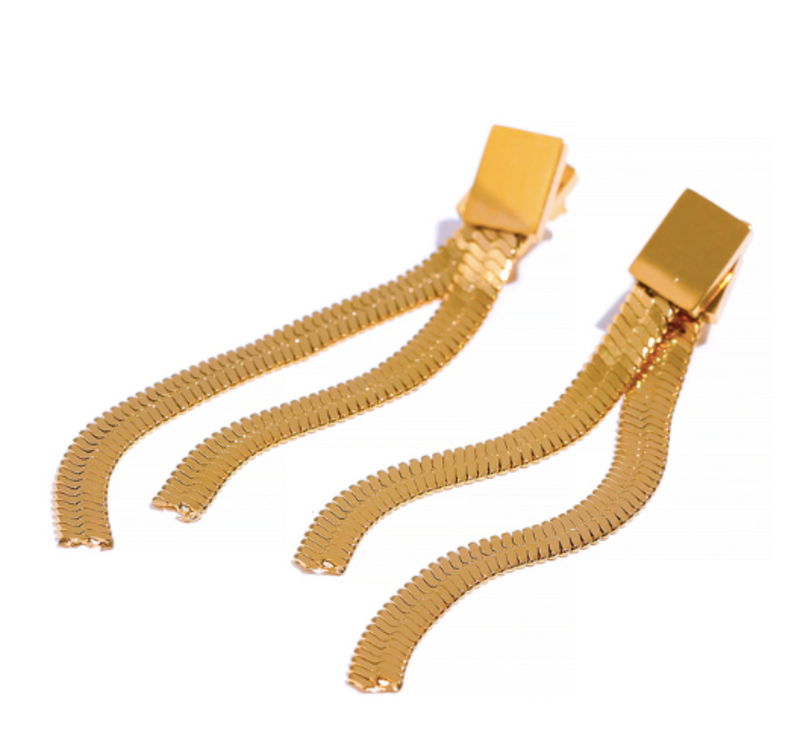 Stephan Metal Mesh Earrings in 18k Gold Finish