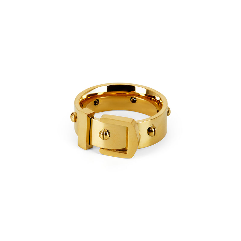 Buckle Ring in 18k Gold Finish