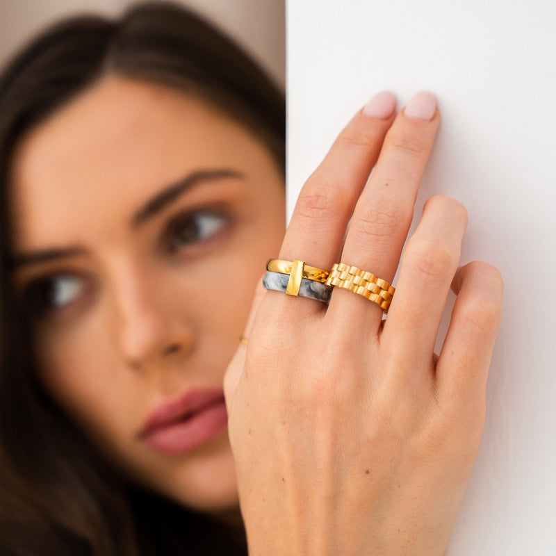 Layered Ring in 18k Gold Finish