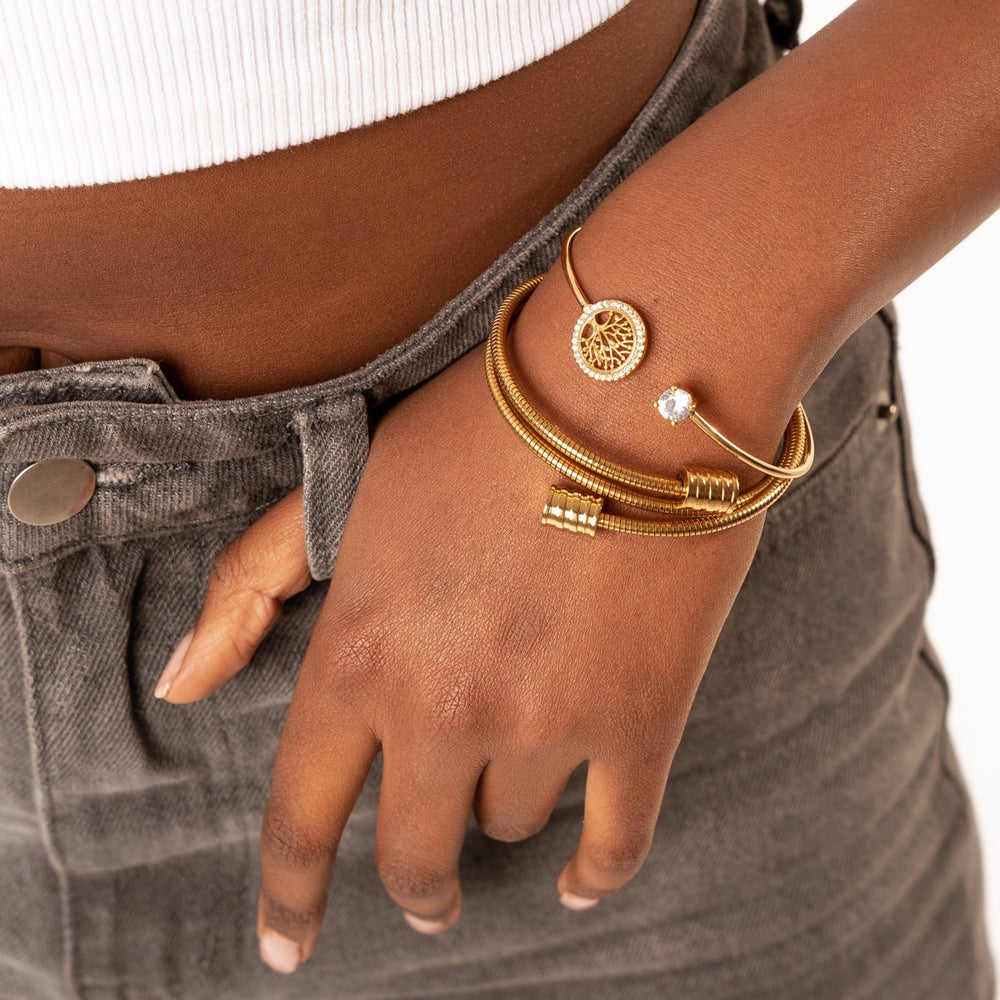 Triple Spiral Bracelet in 18k Gold Finish