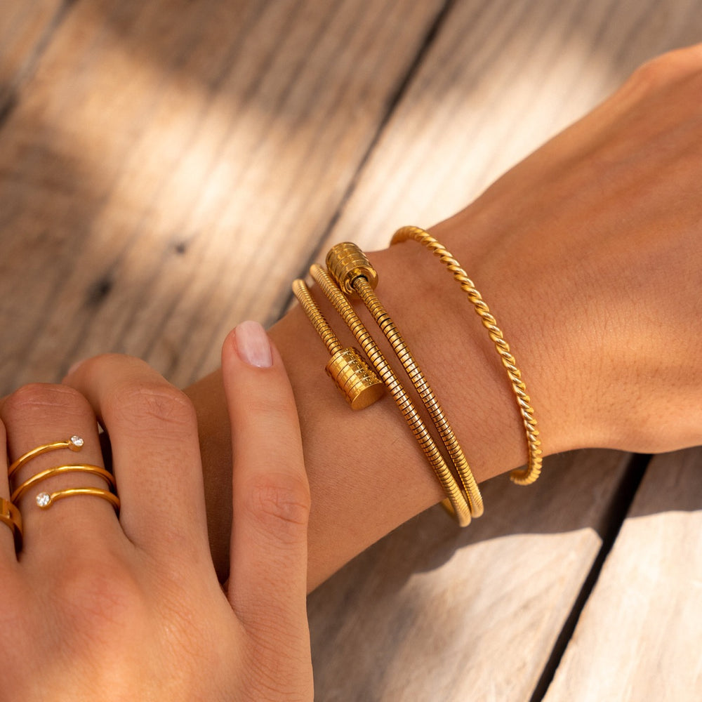 Triple Spiral Bracelet in 18k Gold Finish