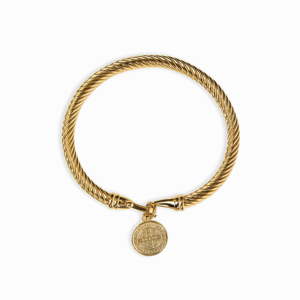 Saint Benedict Pendant Bracelet in 18k Gold Finish