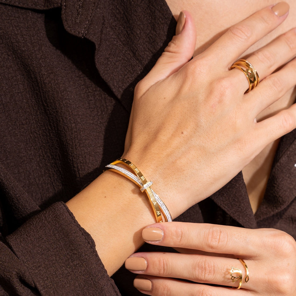 Roman Zircon Bracelet in 18k Gold Finish