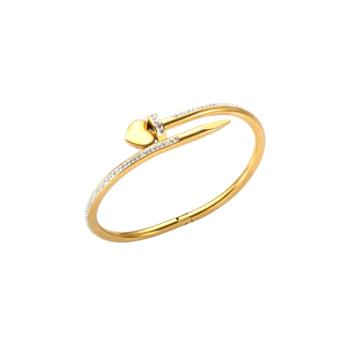 Nail Heart Zircon Bracelet in 18k Gold Finish