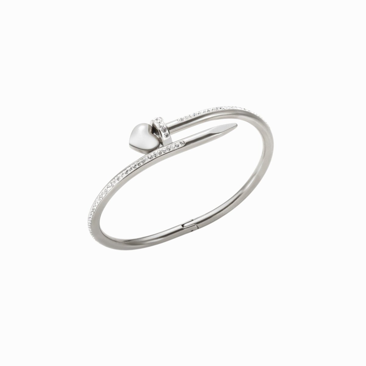Nail Heart Zircon Bracelet – Silver Finish