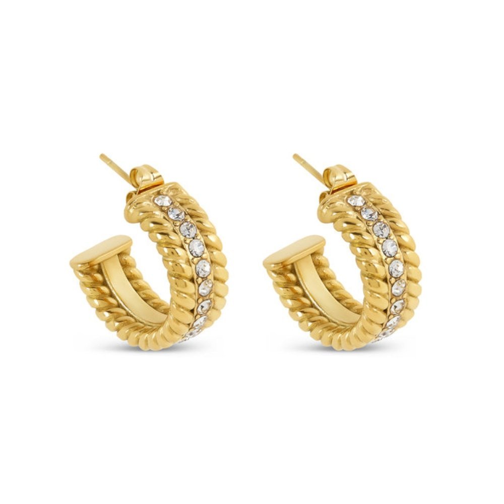 Date Hoop Earrings – 18k Gold Finish