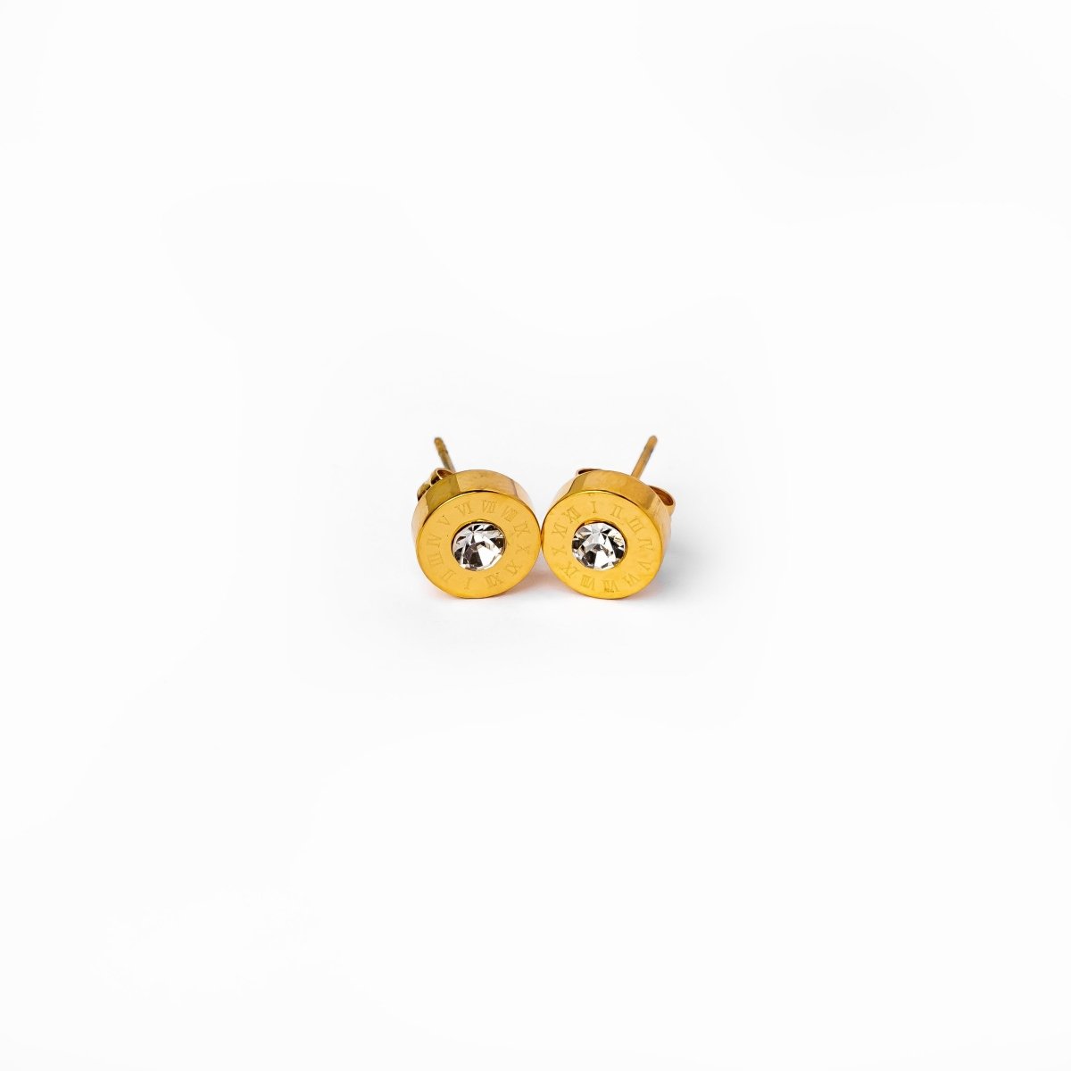 Crystal Stone Charm Earrings – 18k Gold Finish