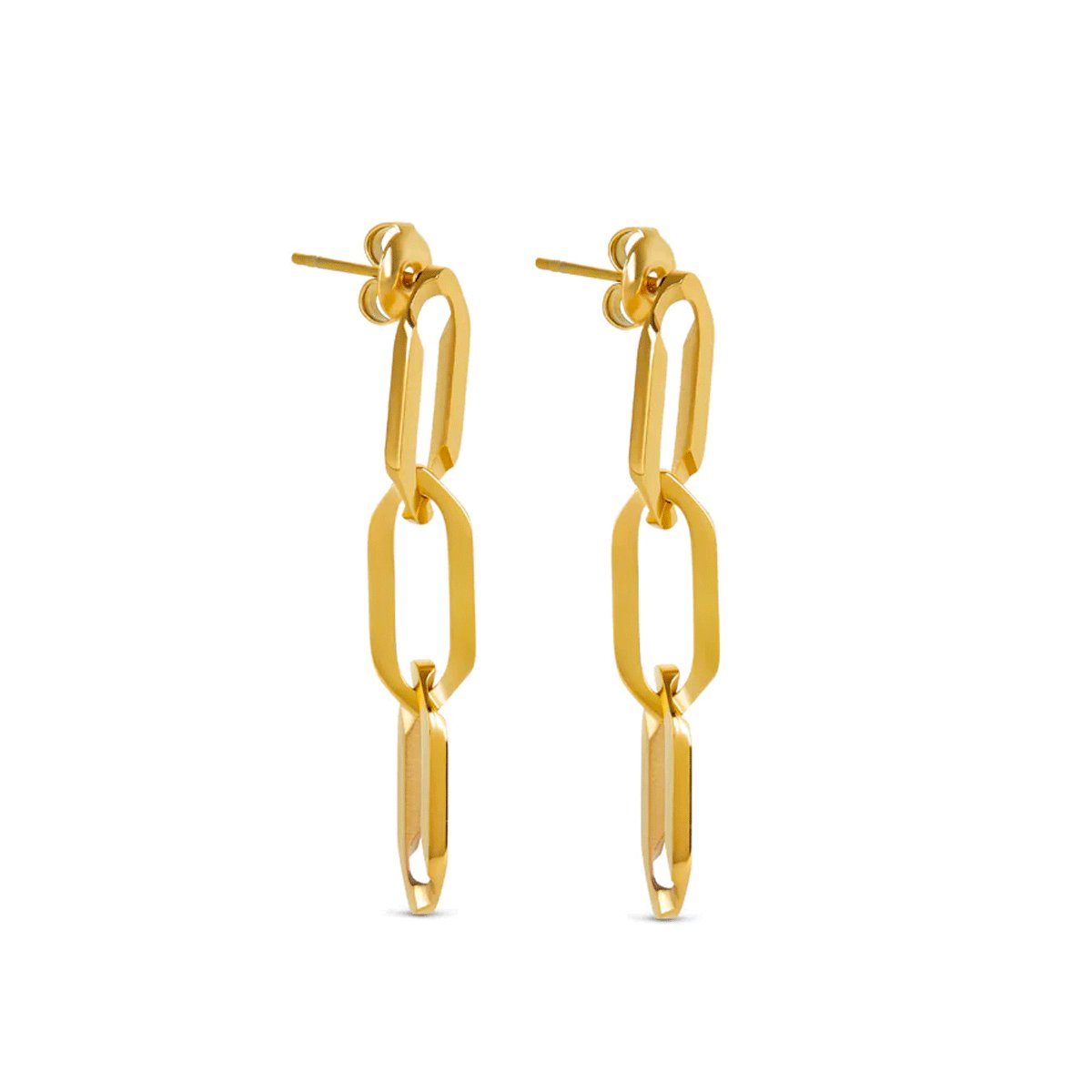 Gold Link Drop Earrings – 18k Gold Finish