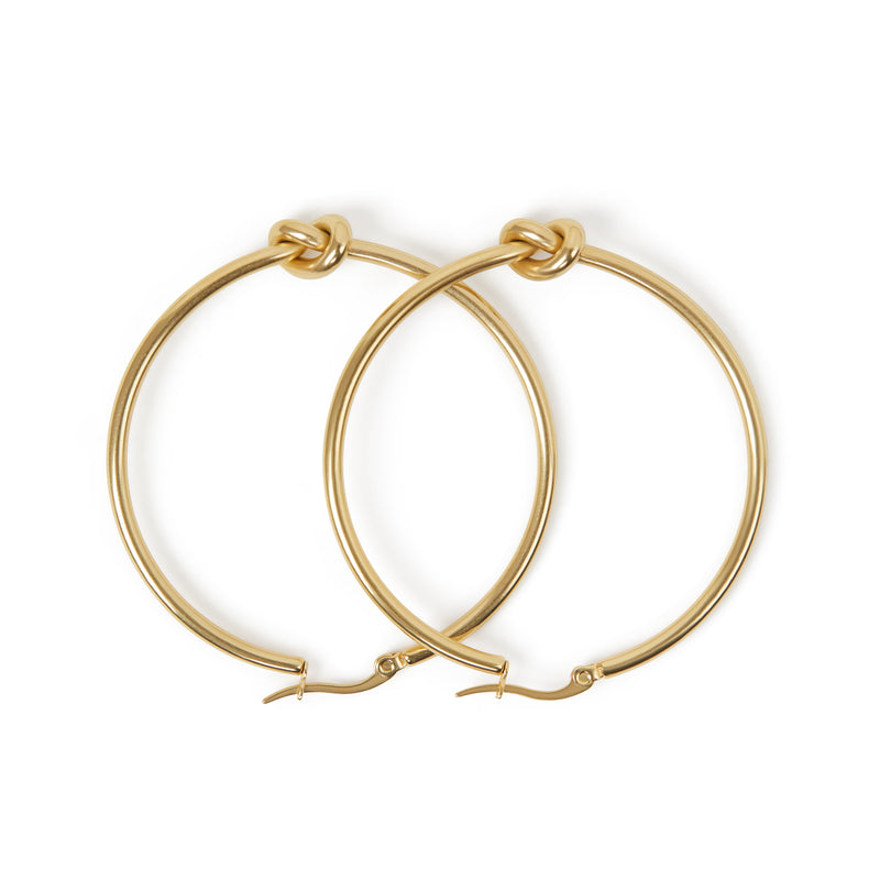 Knot Hoop Earrings in 18k Gold Finish