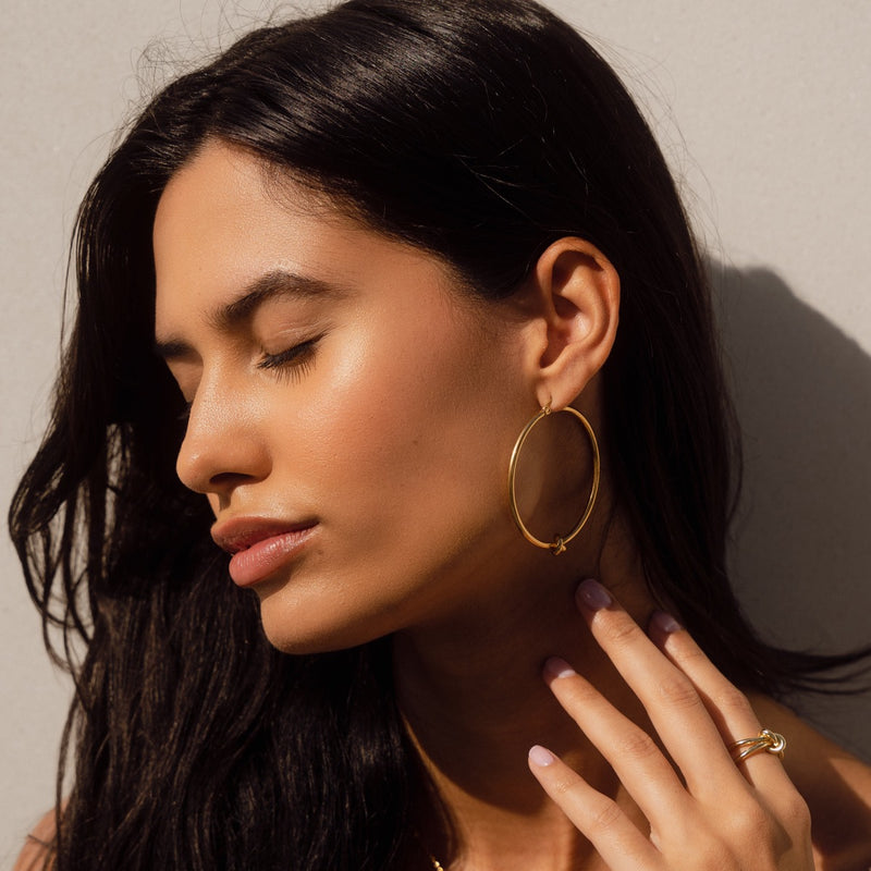 Knot Hoop Earrings in 18k Gold Finish