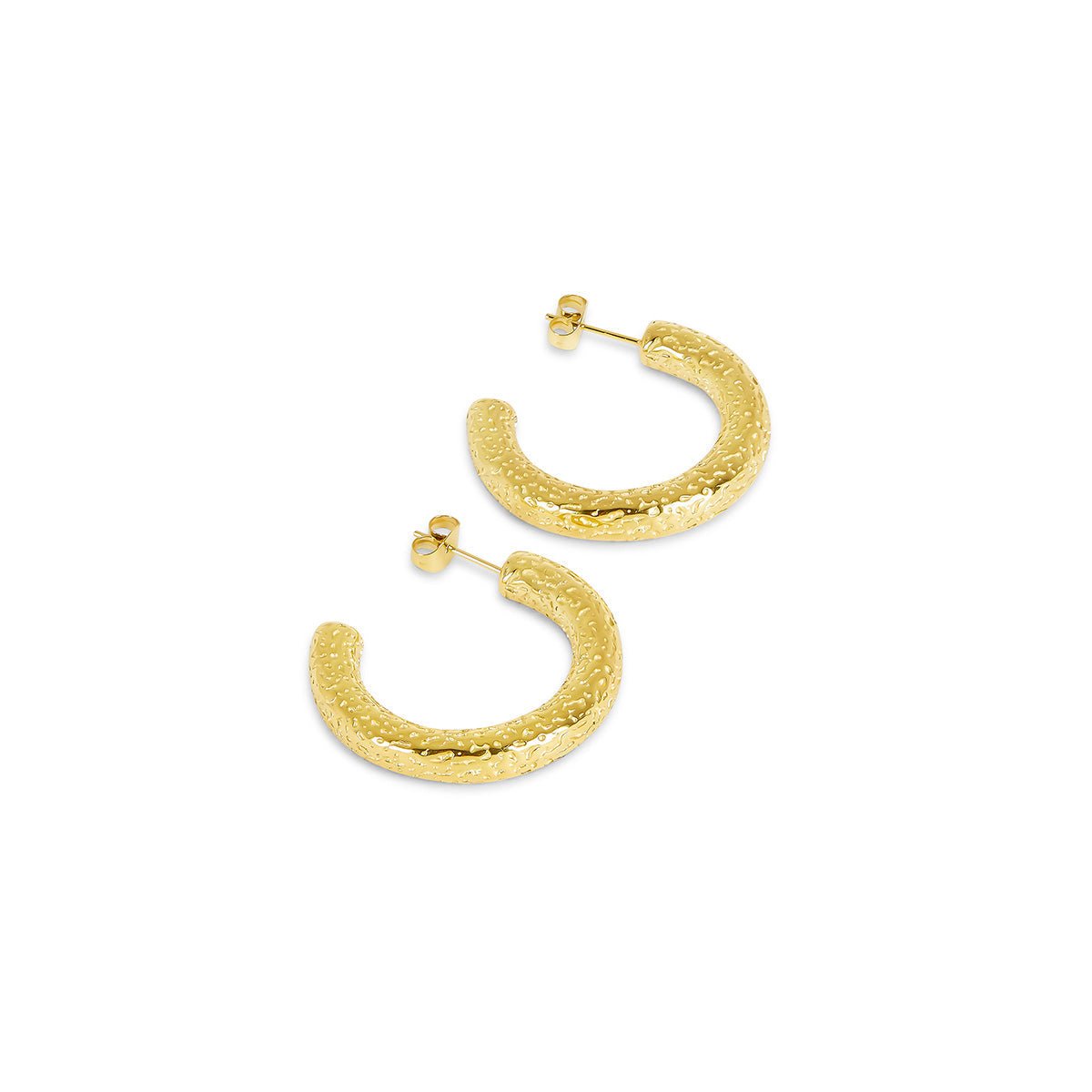 Textured Hoop Earrings – 18k Gold Finish