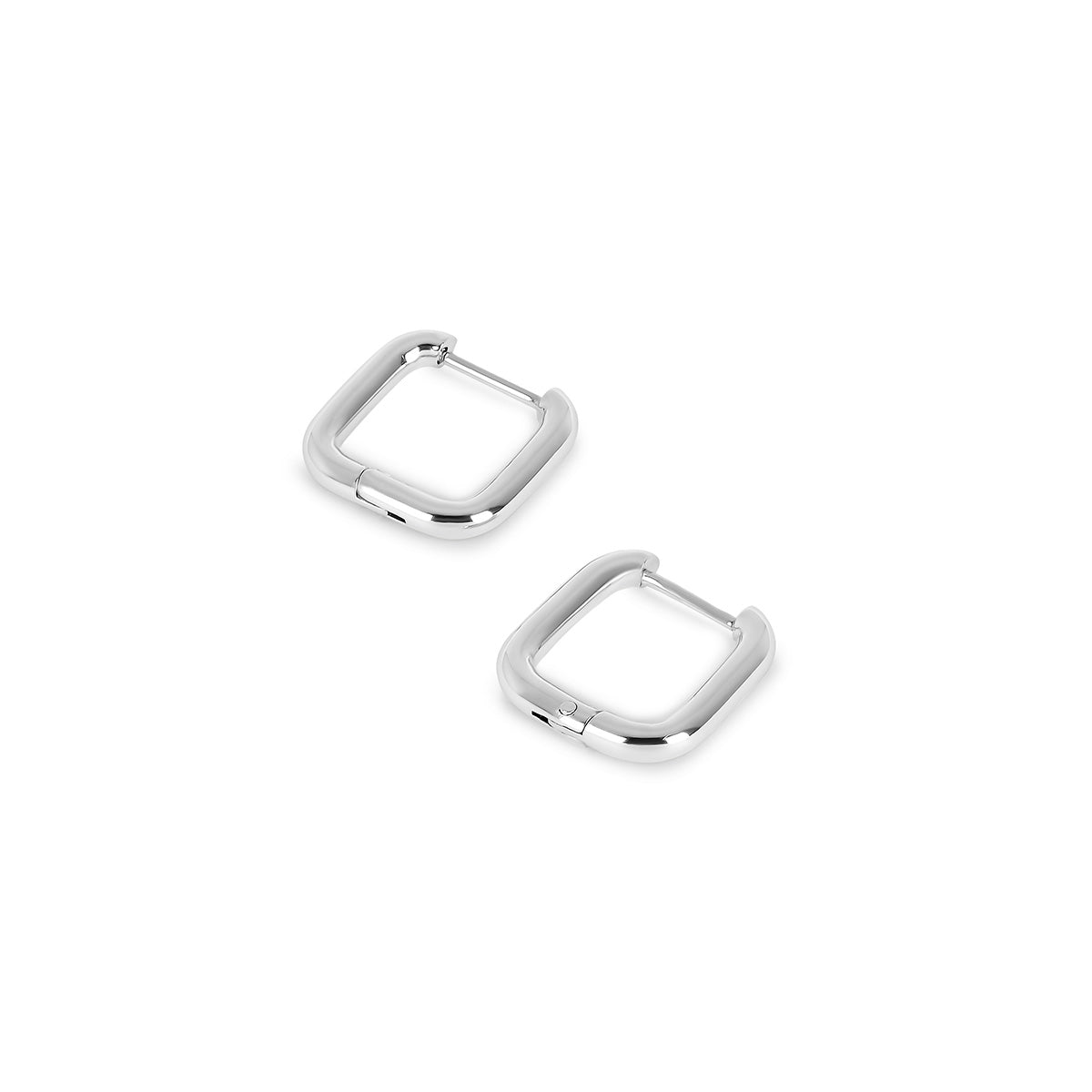 Square Hoop Earrings – Silver Finish