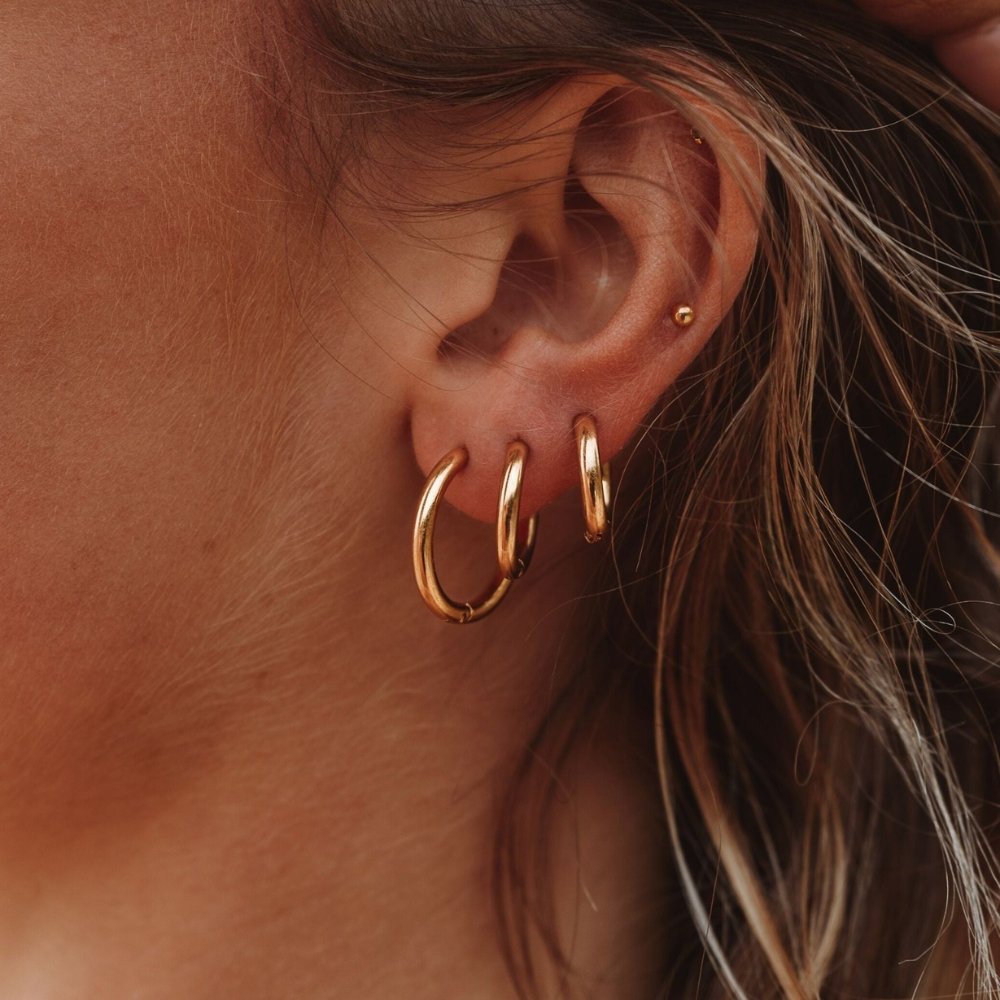 Triple Hoop Earrings – 18k Gold Finish