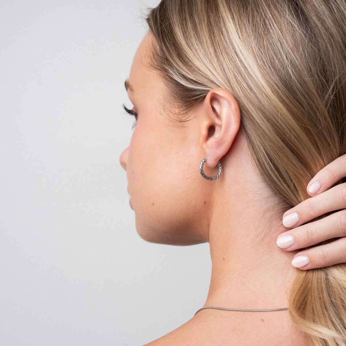 Shiny Hoop Earrings – Silver Finish