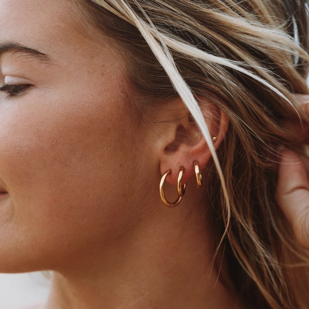 Triple Hoop Earrings – 18k Gold Finish