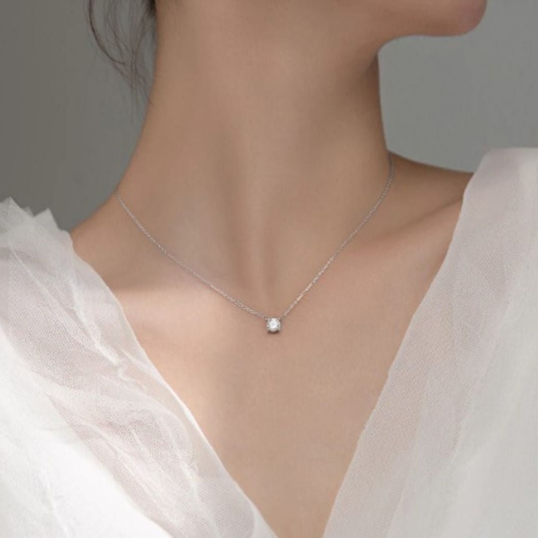 Sparkling Point Pendant Necklace – 925 Sterling Silver