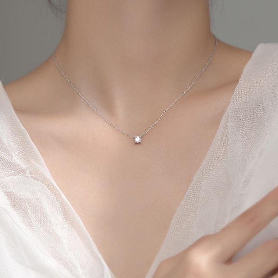 Sparkling Point Pendant Necklace – 925 Sterling Silver