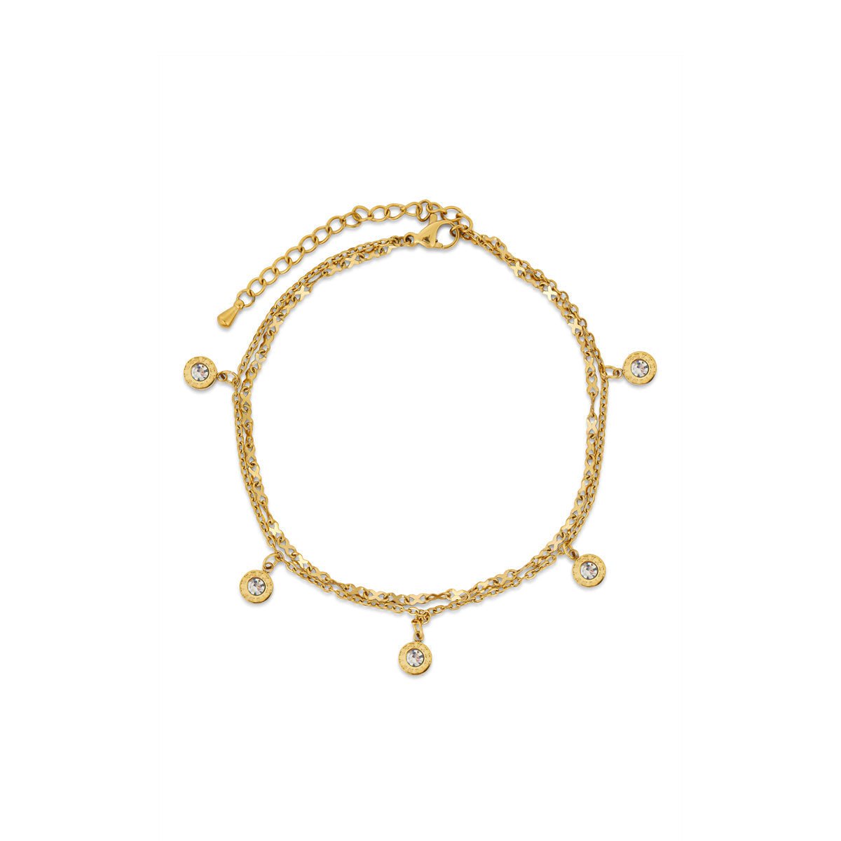 Atlas Zirconia Anklet – 18k Gold Finish