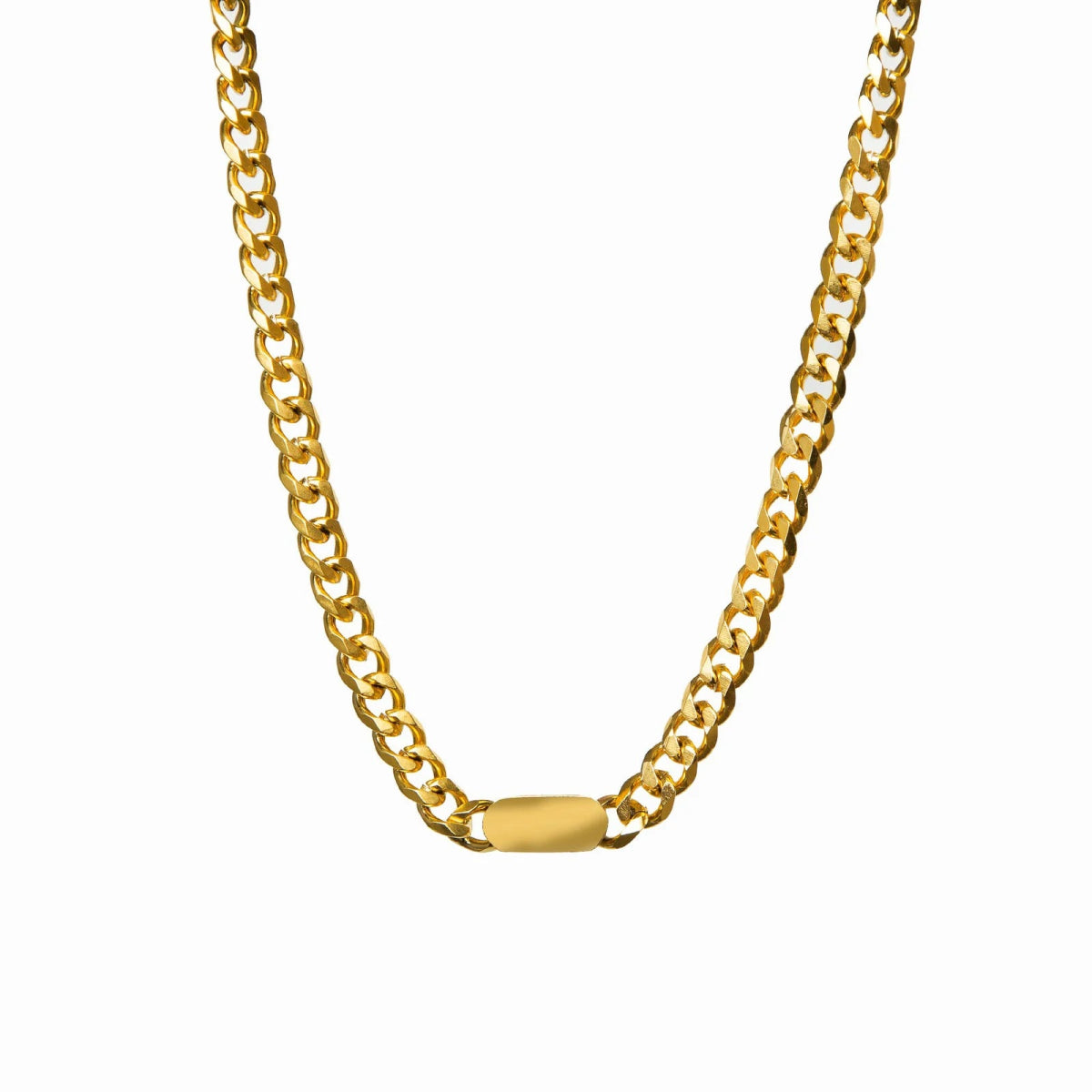Rectangular Pendant Chain Necklace – 18k Gold Finish