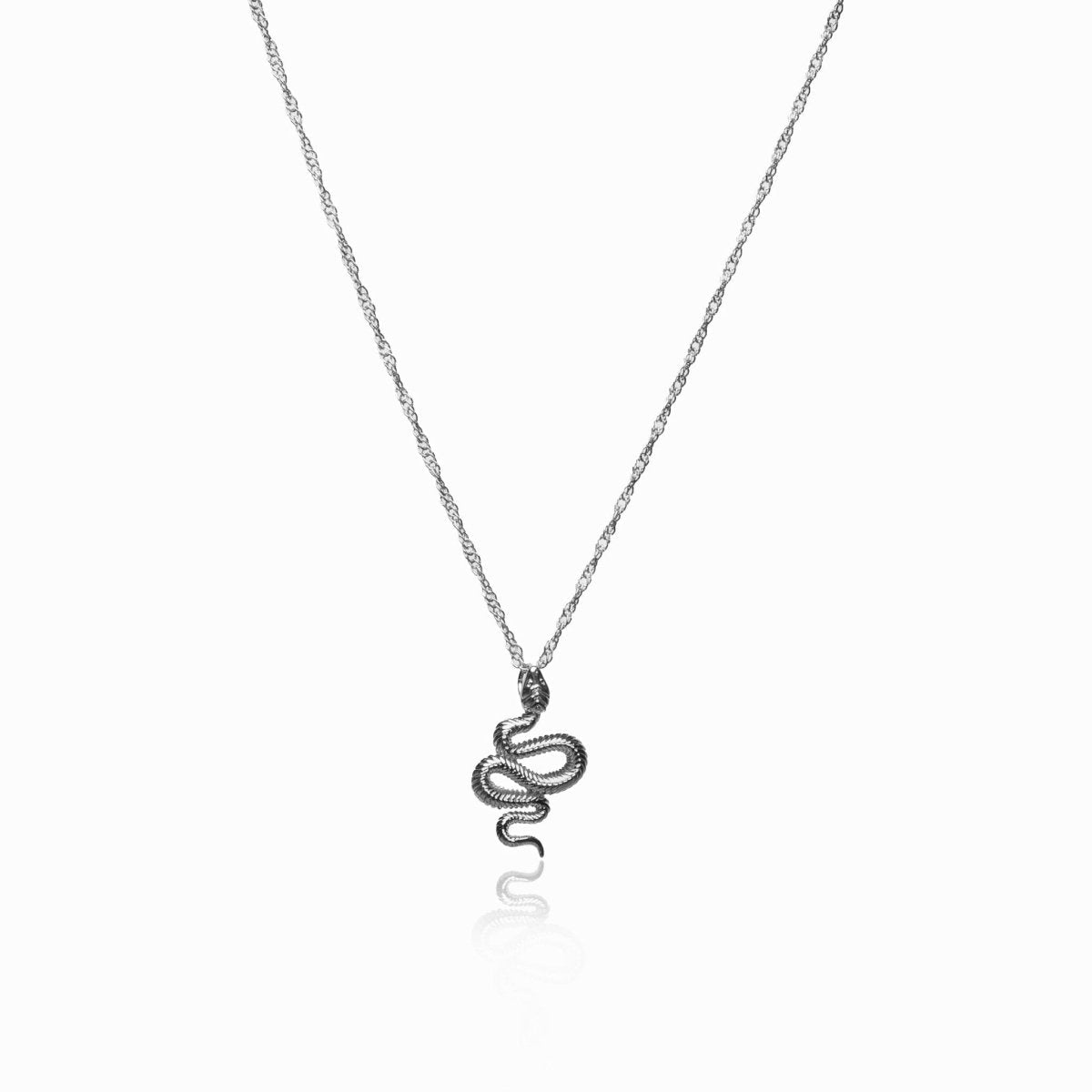 Serpent Pendant Necklace – Silver Finish