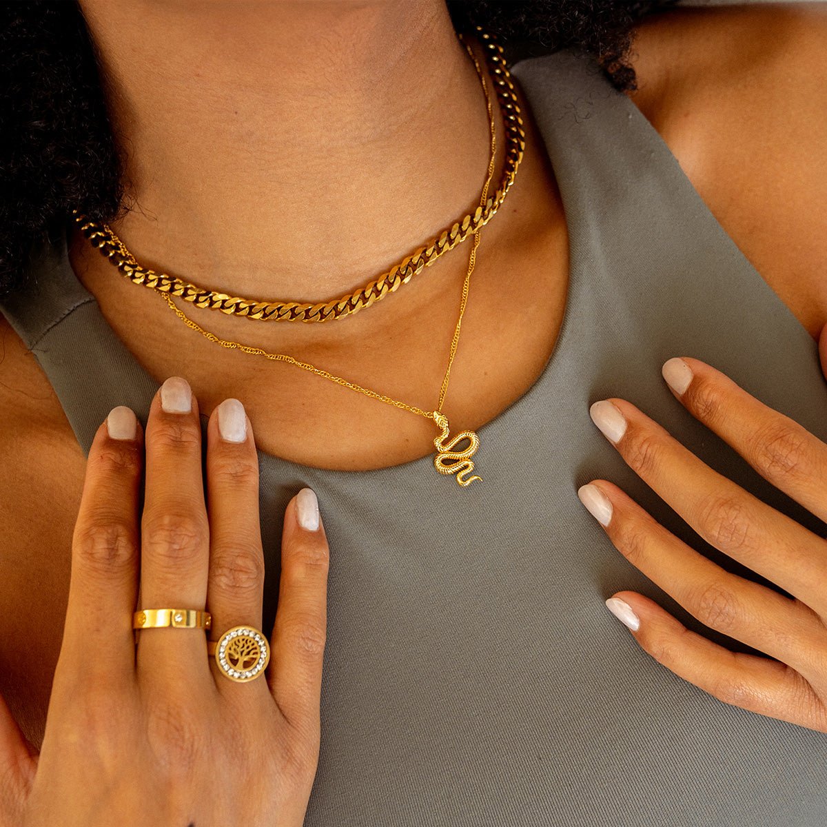 Serpent Pendant Necklace – 18k Gold Finish