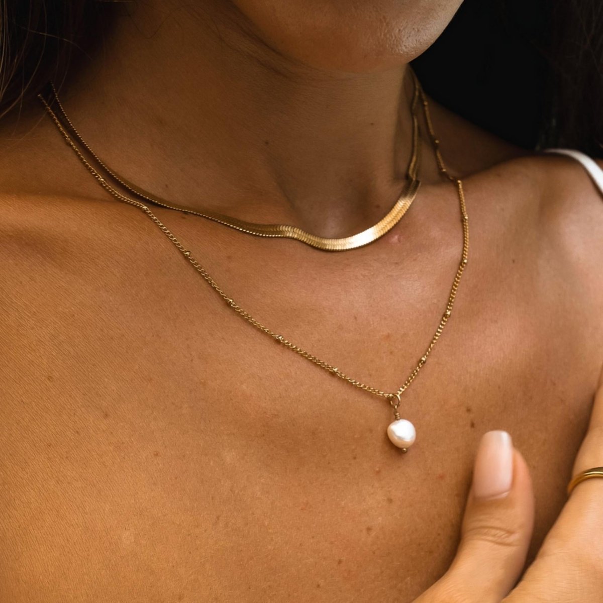 Mix Shine Double Necklace – 18k Gold Finish
