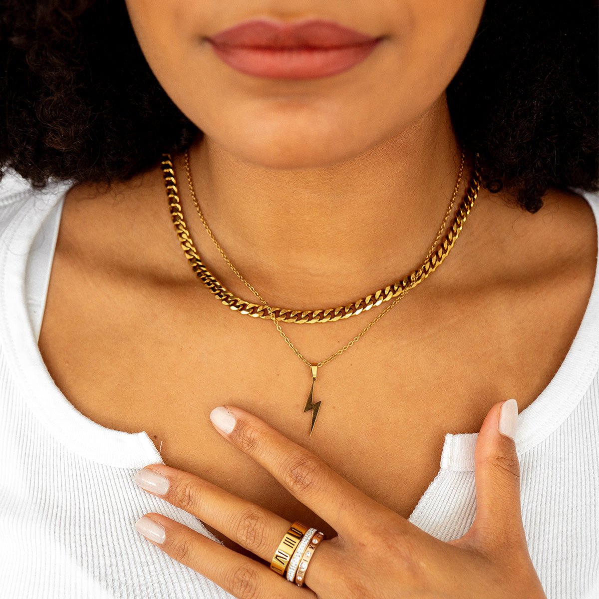 Energy Lightning Pendant Necklace – 18k Gold Finish
