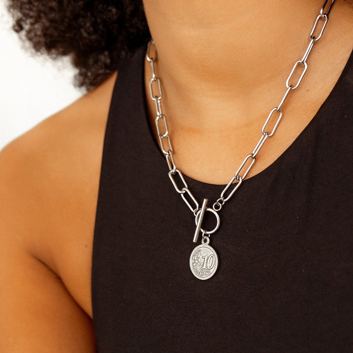 New York Cents Necklace – Silver Finish