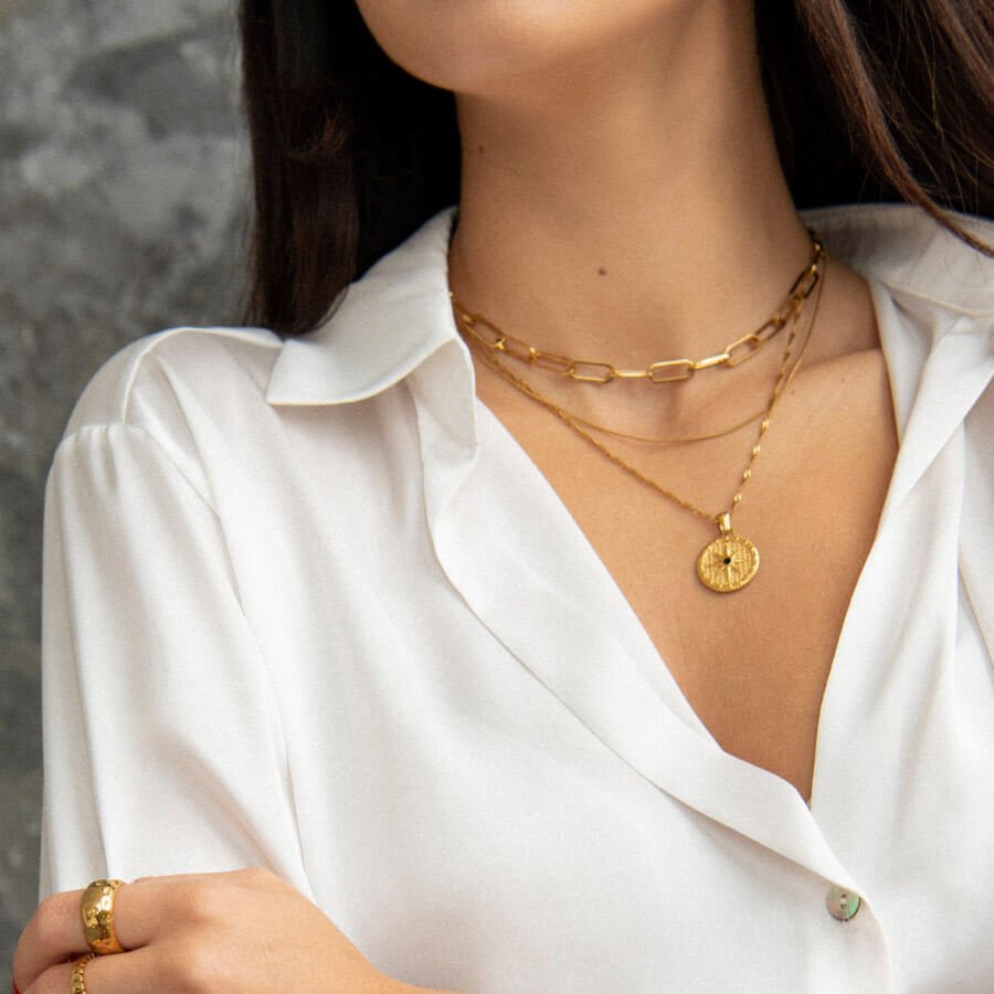 Compass Rose Necklace – 18k Gold Finish