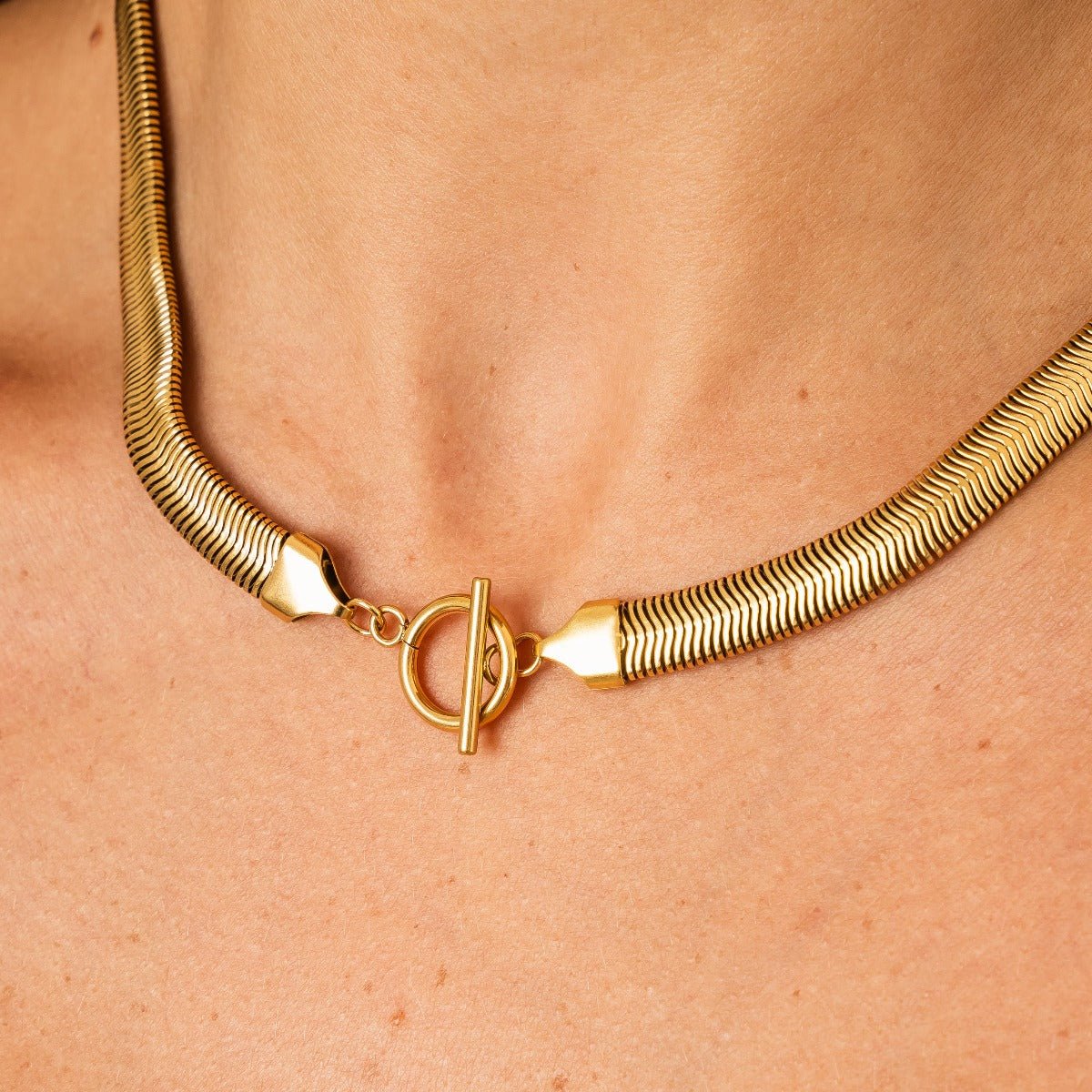 Gaia Mesh Choker Necklace in 18k Gold Finish
