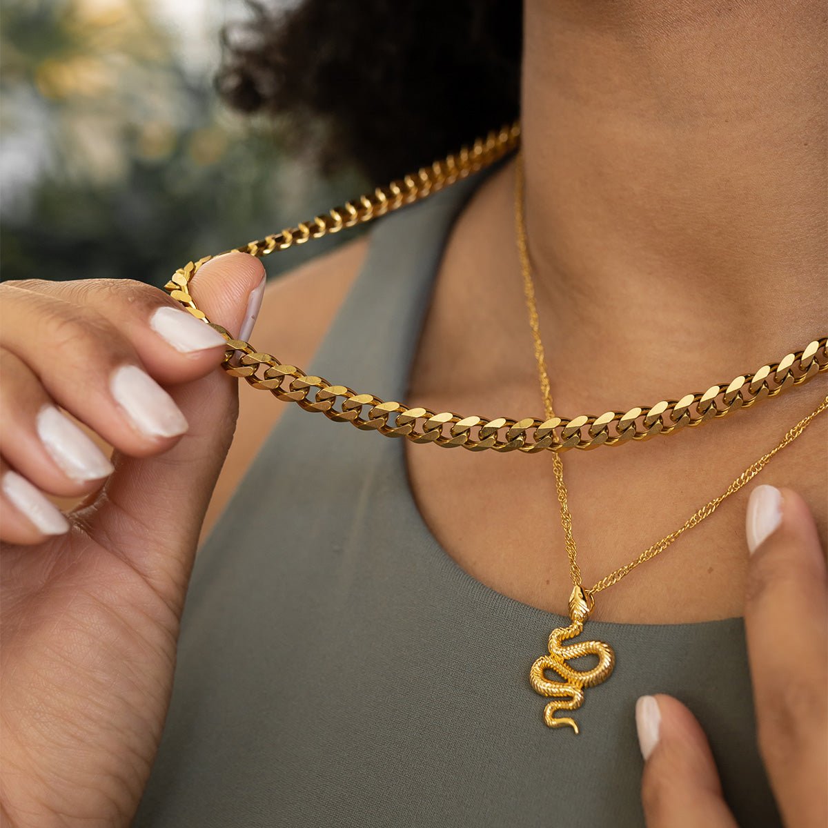 Serpent Pendant Necklace – 18k Gold Finish