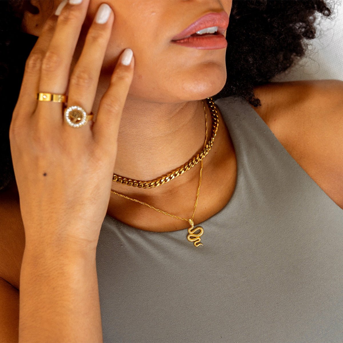 Serpent Pendant Necklace – 18k Gold Finish