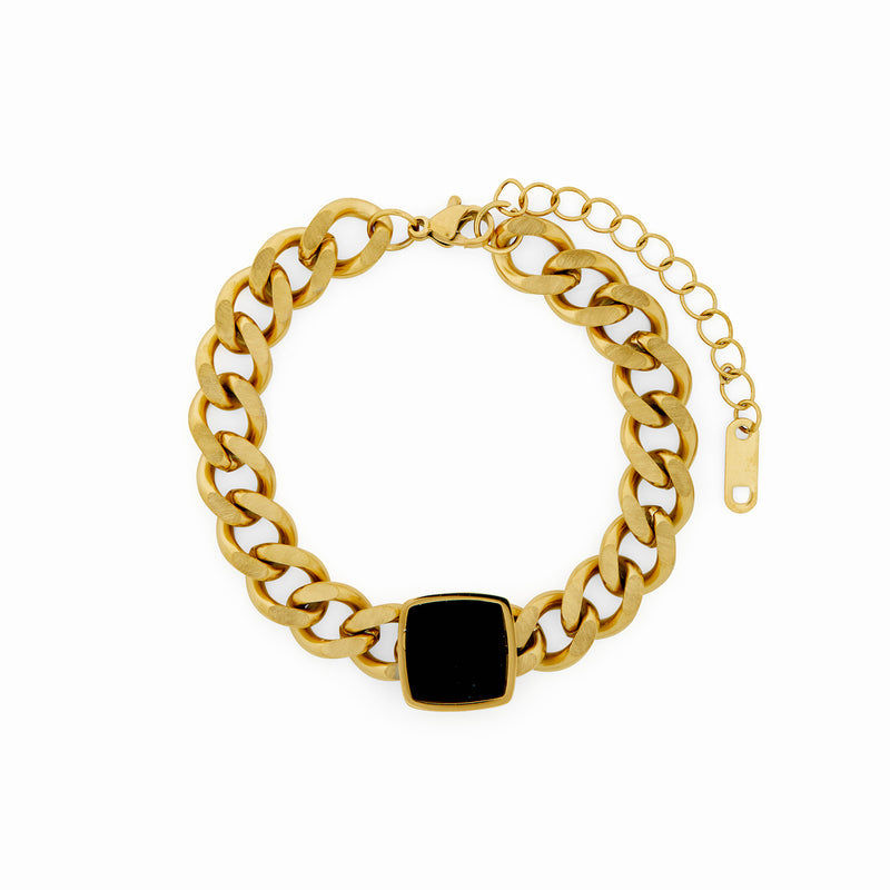 Chain Bracelet with Pendant in 18k Gold Finish
