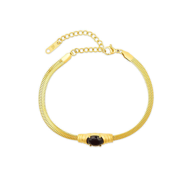 Onyx Stone Mesh Bracelet in 18k Gold Finish