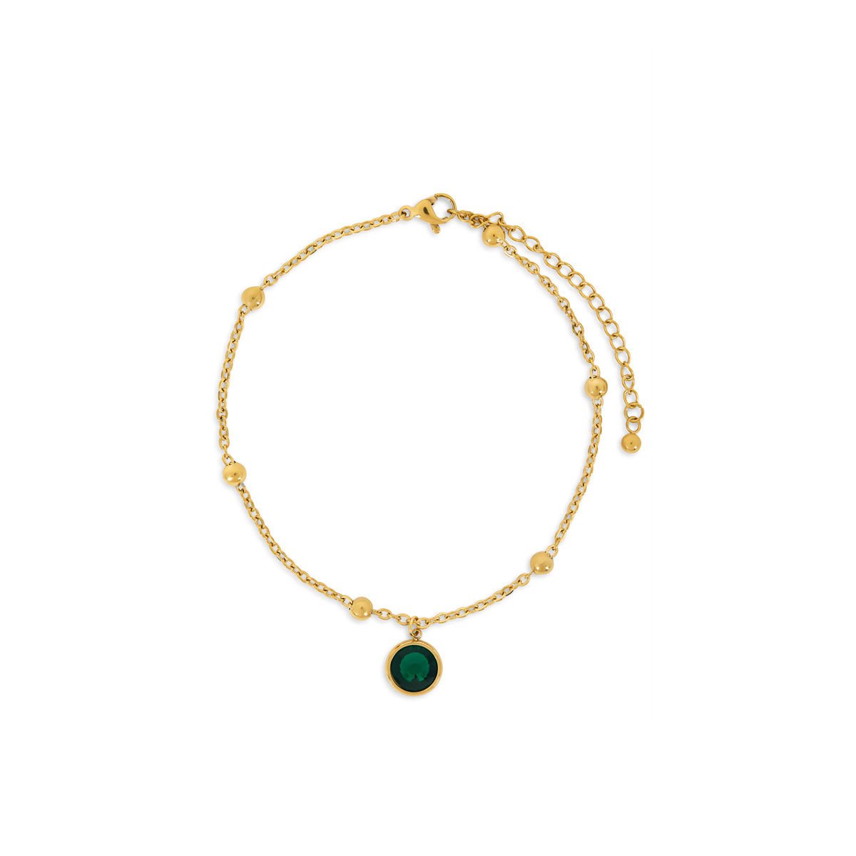 Emerald Pendant Anklet – 18k Gold Finish